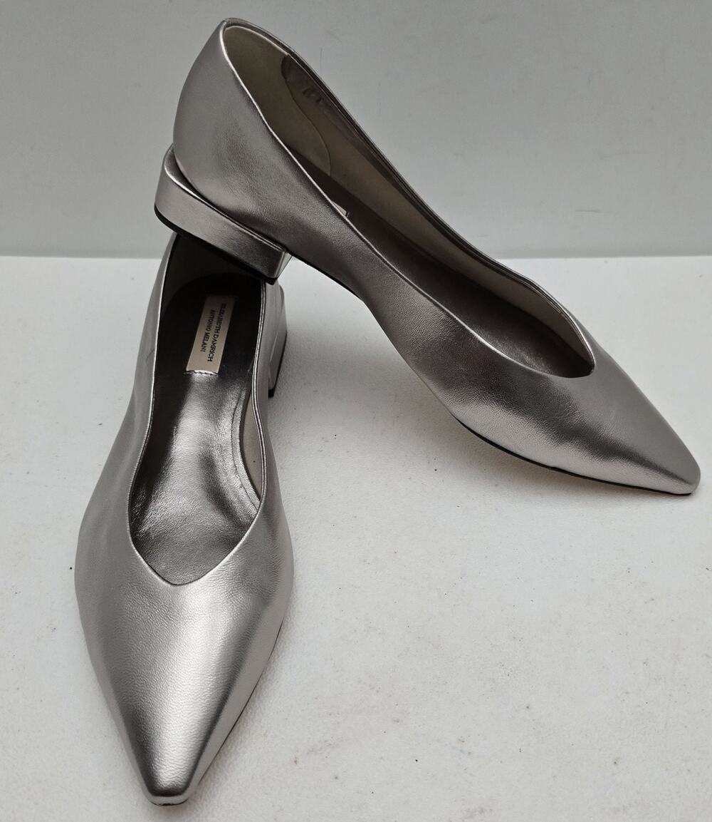 Antonio Melani x Elizabeth Damrich Metallic Square Toe Low Block Heel Shoes 9M